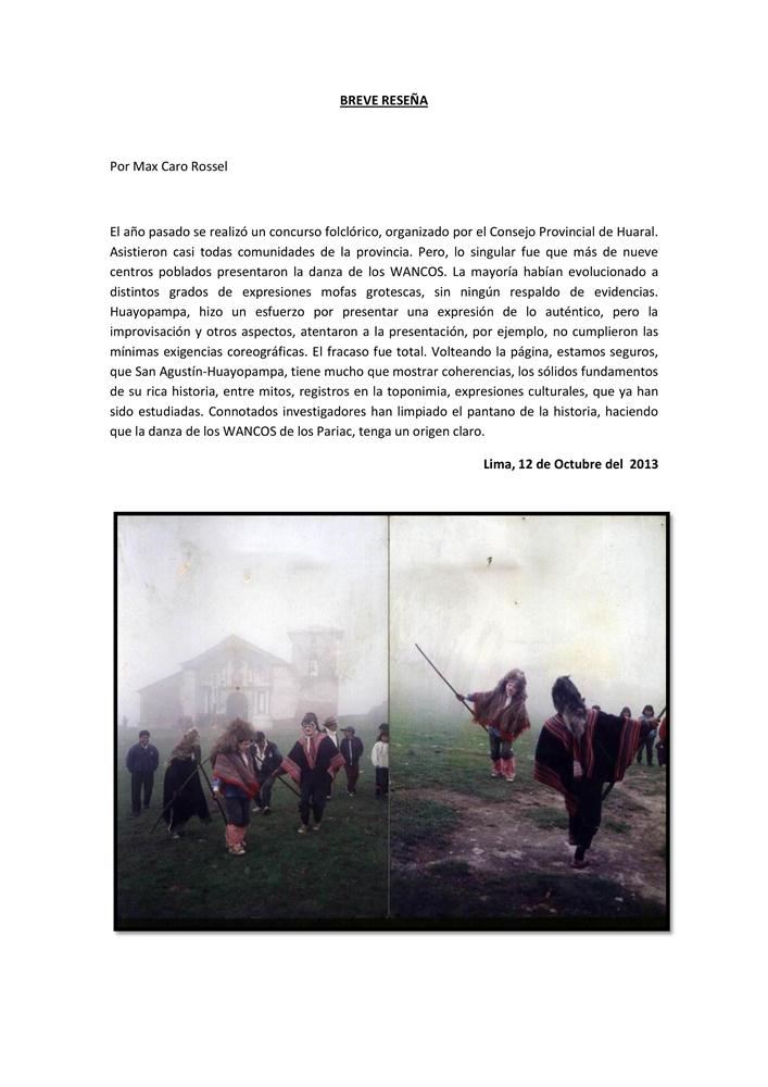 Origen de la Danza Los Huancos
